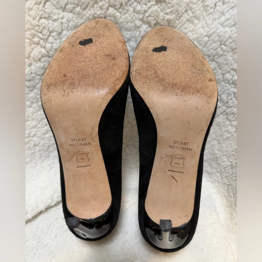 Stuart Weitzman Black Suede Women’s Round Toe Pumps Stiletto Heels Size 8.5M